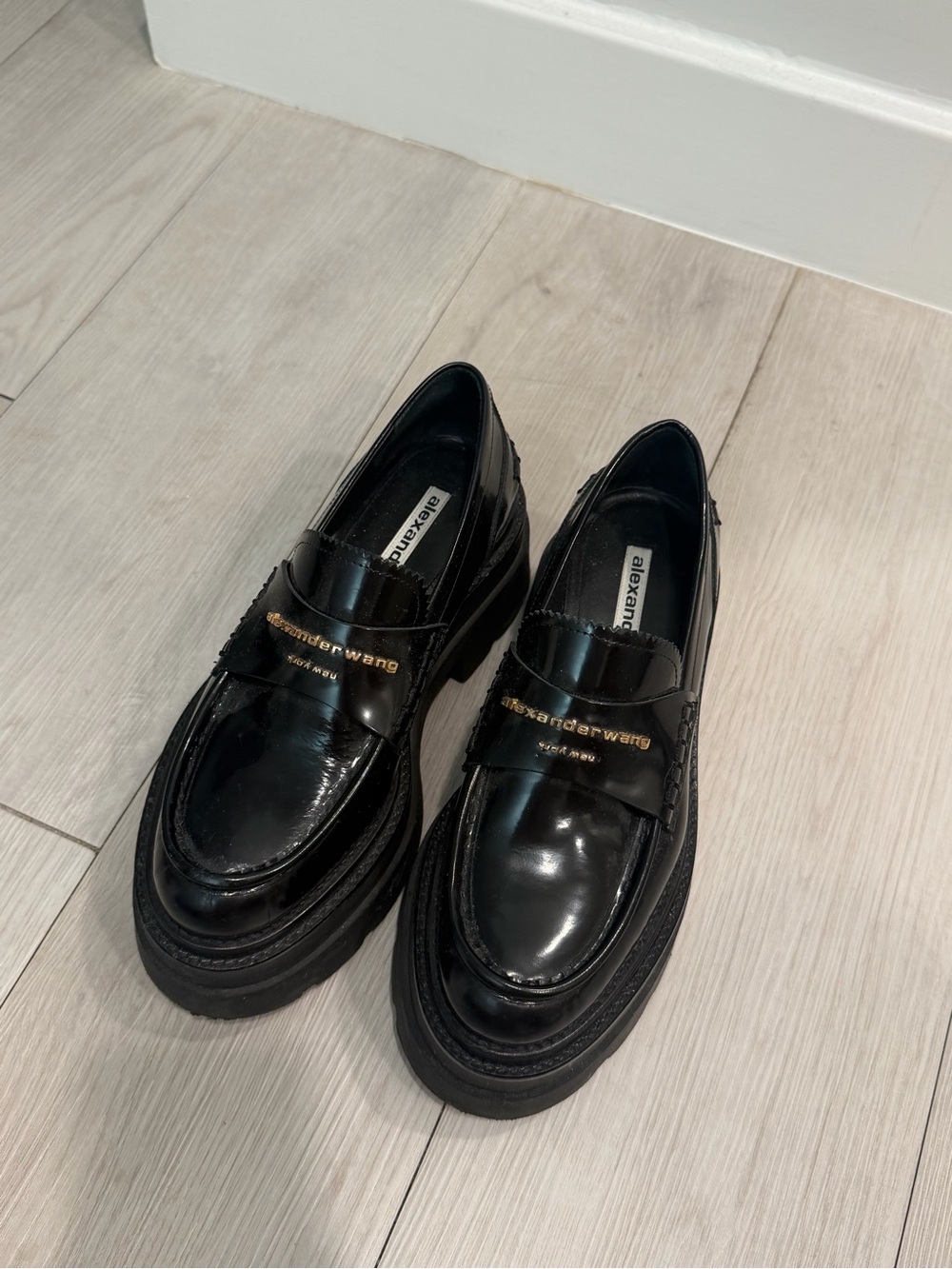 Alexander Wang Black Carter Leather Platform Loafers